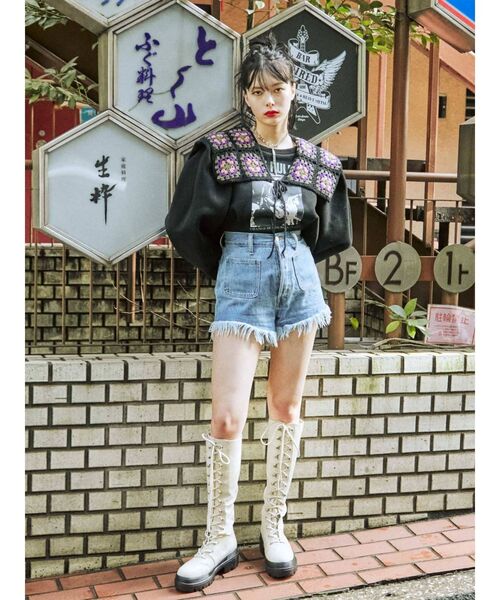 jouetie（ジュエティ）の「ボリュームソールトレッキングブーツ（ブーツ・レディース・オフホワイト/ブラック・M/L）」の7枚目の写真