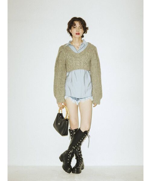 jouetie（ジュエティ）の「ボリュームソールトレッキングブーツ（ブーツ・レディース・オフホワイト/ブラック・M/L）」の5枚目の写真