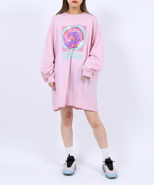 PUNYUS(プニュズ)の「ドラゴンロンT(Tシャツ/カットソー・レディース・ブラック/ホワイト/ライトピンク・2/1/4/3)」の3枚目の写真