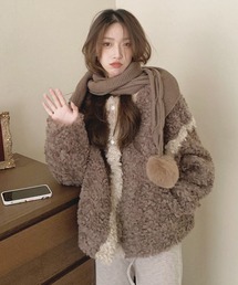 『.kom SELECT/ドットケーオーエムセレクト』Boa Cardigan/ボア素材 カーディガン 長袖