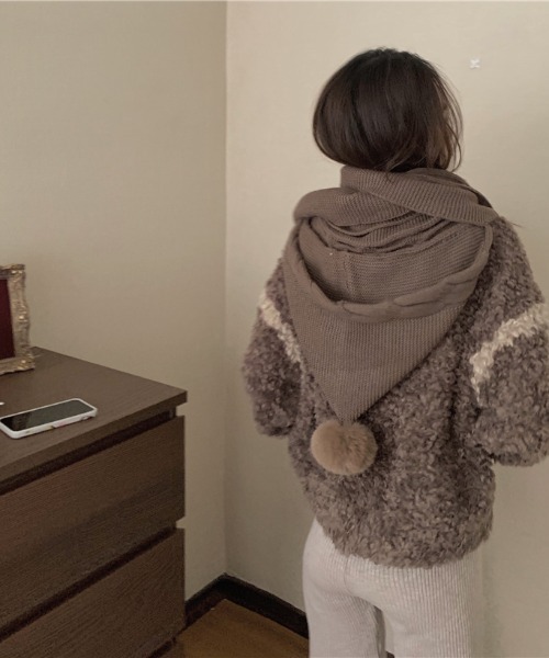 .KOM(ドットコム)の「『.kom SELECT/ドットケーオーエムセレクト』Boa Cardigan/ボア素材 カーディガン 長袖(カーディガン/ボレロ・レディース・ブラウン/アイボリー・FREE)」の16枚目の写真