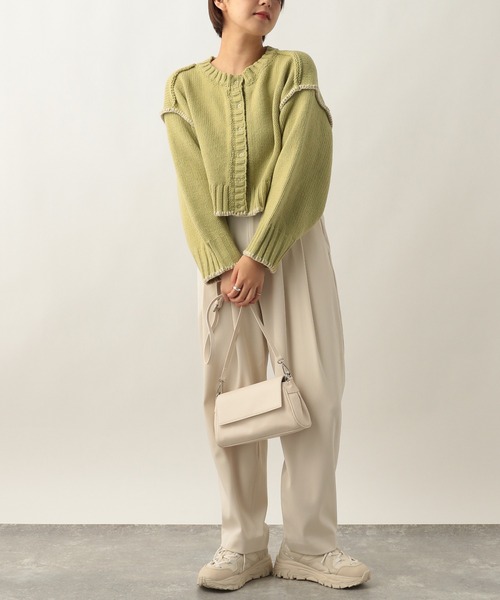 Heather（ヘザー）の「アウトリンキングニットカーディガン  259742（カーディガン/ボレロ・レディース・アイボリー/ブラック/グリーン・FREE）」の5枚目の写真