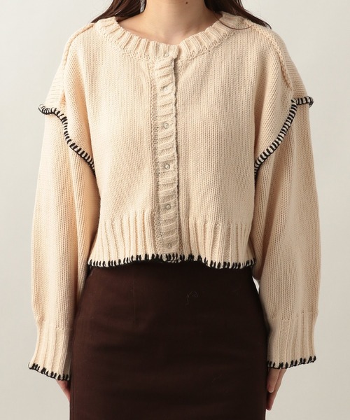 Heather（ヘザー）の「アウトリンキングニットカーディガン  259742（カーディガン/ボレロ・レディース・アイボリー/ブラック/グリーン・FREE）」の6枚目の写真