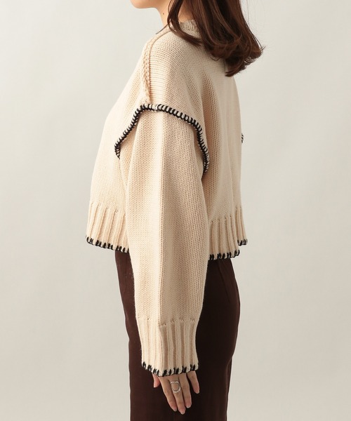 Heather（ヘザー）の「アウトリンキングニットカーディガン  259742（カーディガン/ボレロ・レディース・アイボリー/ブラック/グリーン・FREE）」の7枚目の写真