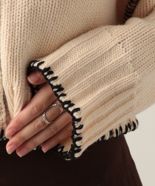 Heather（ヘザー）の「アウトリンキングニットカーディガン  259742（カーディガン/ボレロ・レディース・アイボリー/ブラック/グリーン・FREE）」の13枚目の写真