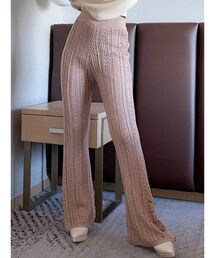 鈎針風ニットフレアパンツ