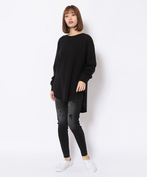 Munich（ミューニック）の「Munich（ミューニック）ストレッチサーマルバックヘンリーネックロングプルオーバー（Tシャツ/カットソー・レディース・ブラック/ホワイト・FREE）」の13枚目の写真