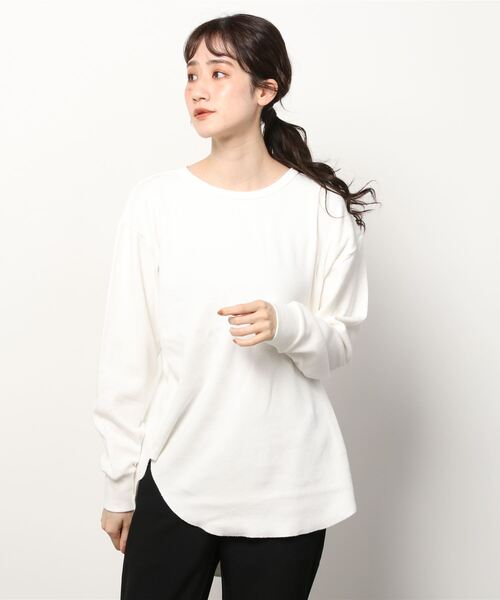 Munich（ミューニック）の「Munich（ミューニック）ストレッチサーマルバックヘンリーネックロングプルオーバー（Tシャツ/カットソー・レディース・ブラック/ホワイト・FREE）」の7枚目の写真