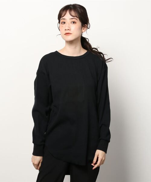 Munich（ミューニック）の「Munich（ミューニック）ストレッチサーマルバックヘンリーネックロングプルオーバー（Tシャツ/カットソー・レディース・ブラック/ホワイト・FREE）」の8枚目の写真