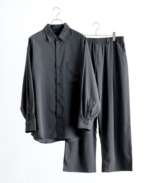 melt.（メルト）の「リラックスベーシックオーバー シャツセットアップ / RELUX BASIC OVER SHIRT SETUP（セットアップ・メンズ・チャコールグレー/グレイッシュブルー・SMALL/MEDIUM/LARGE）」の2枚目の写真