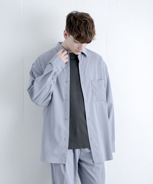 melt.（メルト）の「リラックスベーシックオーバー シャツセットアップ / RELUX BASIC OVER SHIRT SETUP（セットアップ・メンズ・チャコールグレー/グレイッシュブルー・SMALL/MEDIUM/LARGE）」の4枚目の写真