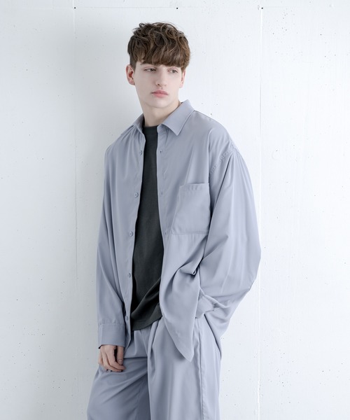 melt.（メルト）の「リラックスベーシックオーバー シャツセットアップ / RELUX BASIC OVER SHIRT SETUP（セットアップ・メンズ・チャコールグレー/グレイッシュブルー・SMALL/MEDIUM/LARGE）」の7枚目の写真