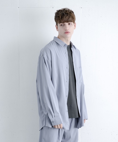 melt.（メルト）の「リラックスベーシックオーバー シャツセットアップ / RELUX BASIC OVER SHIRT SETUP（セットアップ・メンズ・チャコールグレー/グレイッシュブルー・SMALL/MEDIUM/LARGE）」の6枚目の写真
