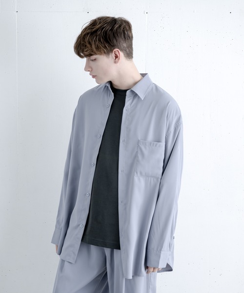 melt.（メルト）の「リラックスベーシックオーバー シャツセットアップ / RELUX BASIC OVER SHIRT SETUP（セットアップ・メンズ・チャコールグレー/グレイッシュブルー・SMALL/MEDIUM/LARGE）」の8枚目の写真