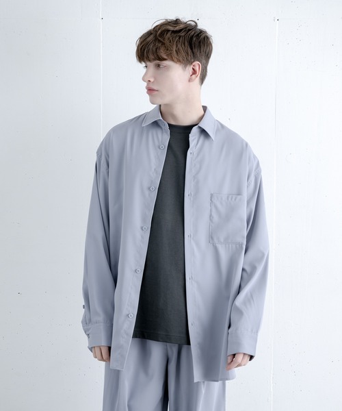 melt.（メルト）の「リラックスベーシックオーバー シャツセットアップ / RELUX BASIC OVER SHIRT SETUP（セットアップ・メンズ・チャコールグレー/グレイッシュブルー・SMALL/MEDIUM/LARGE）」の9枚目の写真