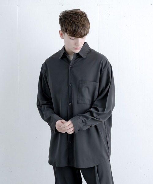 melt.（メルト）の「リラックスベーシックオーバー シャツセットアップ / RELUX BASIC OVER SHIRT SETUP（セットアップ・メンズ・チャコールグレー/グレイッシュブルー・SMALL/MEDIUM/LARGE）」の14枚目の写真