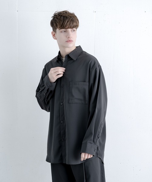 melt.（メルト）の「リラックスベーシックオーバー シャツセットアップ / RELUX BASIC OVER SHIRT SETUP（セットアップ・メンズ・チャコールグレー/グレイッシュブルー・SMALL/MEDIUM/LARGE）」の15枚目の写真