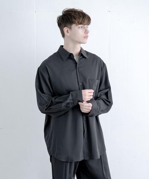 melt.（メルト）の「リラックスベーシックオーバー シャツセットアップ / RELUX BASIC OVER SHIRT SETUP（セットアップ・メンズ・チャコールグレー/グレイッシュブルー・SMALL/MEDIUM/LARGE）」の16枚目の写真
