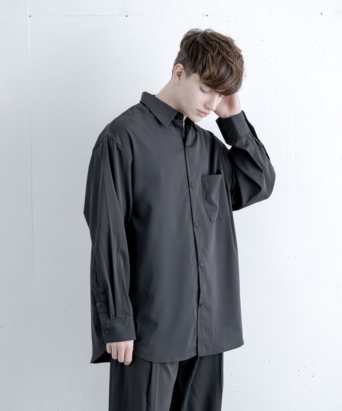 melt.（メルト）の「リラックスベーシックオーバー シャツセットアップ / RELUX BASIC OVER SHIRT SETUP（セットアップ・メンズ・チャコールグレー/グレイッシュブルー・SMALL/MEDIUM/LARGE）」の18枚目の写真