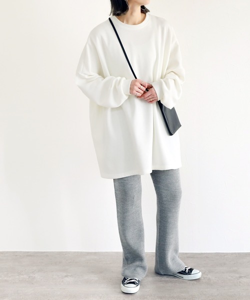 reca（レカ）の「ワッフル編みニットパンツ（その他パンツ・レディース・ブラック/グレー/グレイッシュベージュ・FREE）」の6枚目の写真