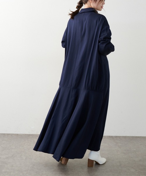 PUAL CE CIN（ピュアルセシン）の「【WEB限定】とろみバックフレアワンピース（ワンピース・レディース・ライトベージュ/カーキ/ネイビー・FREE）」の3枚目の写真