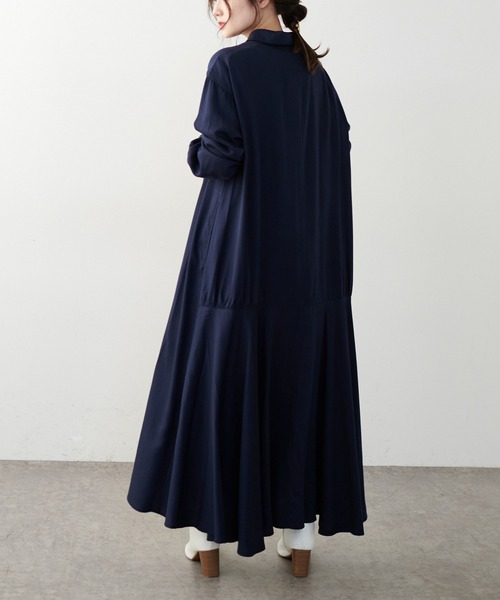 PUAL CE CIN（ピュアルセシン）の「【WEB限定】とろみバックフレアワンピース（ワンピース・レディース・ライトベージュ/カーキ/ネイビー・FREE）」の7枚目の写真