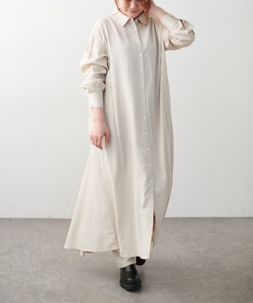 PUAL CE CIN（ピュアルセシン）の「【WEB限定】とろみバックフレアワンピース（ワンピース・レディース・ライトベージュ/カーキ/ネイビー・FREE）」の10枚目の写真