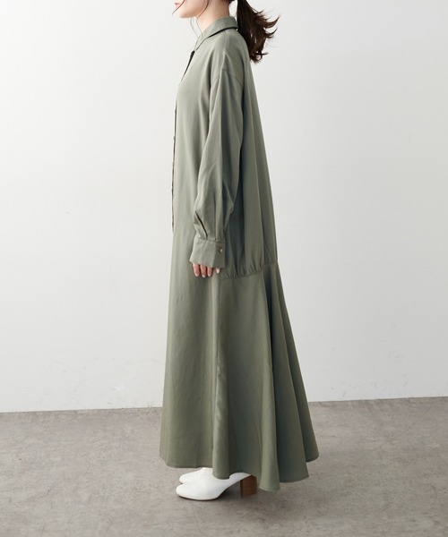 PUAL CE CIN（ピュアルセシン）の「【WEB限定】とろみバックフレアワンピース（ワンピース・レディース・ライトベージュ/カーキ/ネイビー・FREE）」の18枚目の写真