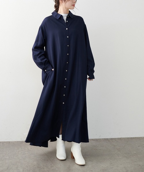 PUAL CE CIN（ピュアルセシン）の「【WEB限定】とろみバックフレアワンピース（ワンピース・レディース・ライトベージュ/カーキ/ネイビー・FREE）」の8枚目の写真