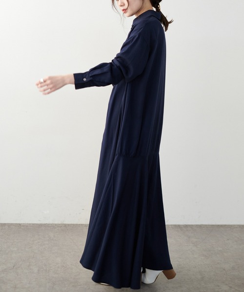 PUAL CE CIN（ピュアルセシン）の「【WEB限定】とろみバックフレアワンピース（ワンピース・レディース・ライトベージュ/カーキ/ネイビー・FREE）」の12枚目の写真