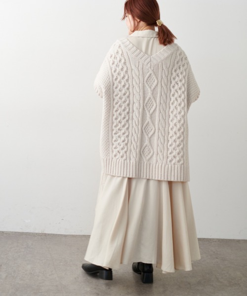 PUAL CE CIN（ピュアルセシン）の「【WEB限定】とろみバックフレアワンピース（ワンピース・レディース・ライトベージュ/カーキ/ネイビー・FREE）」の14枚目の写真