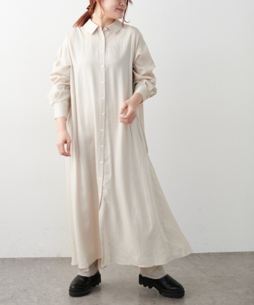 PUAL CE CIN（ピュアルセシン）の「【WEB限定】とろみバックフレアワンピース（ワンピース・レディース・ライトベージュ/カーキ/ネイビー・FREE）」の15枚目の写真