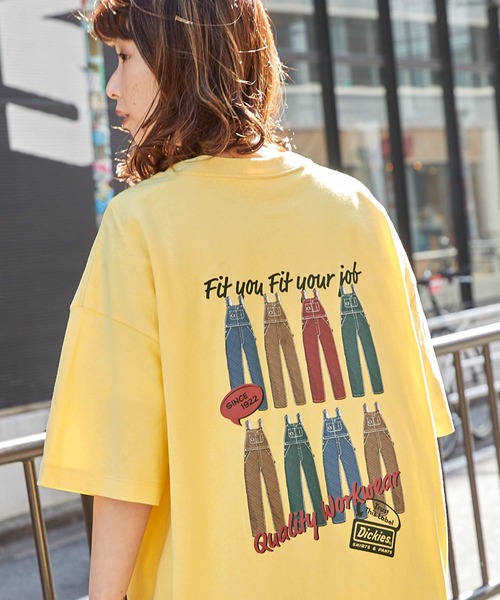 Dickies（ディッキーズ）の「Dickies/ディッキーズ ビックシルエットロゴプリントコットン半袖Tシャツ（Tシャツ/カットソー・レディース・ホワイト/ブラック/イエロー/オレンジ/ブルー/オートミール・M/L）」の5枚目の写真