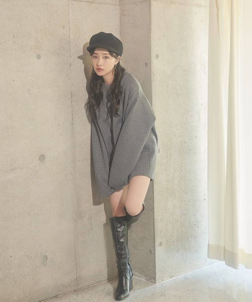 ANDGEEBEE(アンジービー)の「UNISEX ワンポイントジャガードワッフルトップス(Tシャツ/カットソー・レディース・ホワイト/チャコールグレー・MEDIUM)」の16枚目の写真