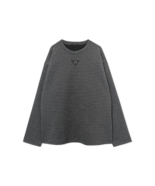 ANDGEEBEE(アンジービー)の「UNISEX ワンポイントジャガードワッフルトップス(Tシャツ/カットソー・レディース・ホワイト/チャコールグレー・MEDIUM)」の11枚目の写真