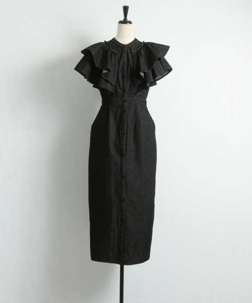 &. NOSTALGIA（アンドドットノスタルジア）の「袖フリルワンピース（ワンピース・レディース・インディゴブルー/ブラック/オフホワイト・FREE）」の13枚目の写真