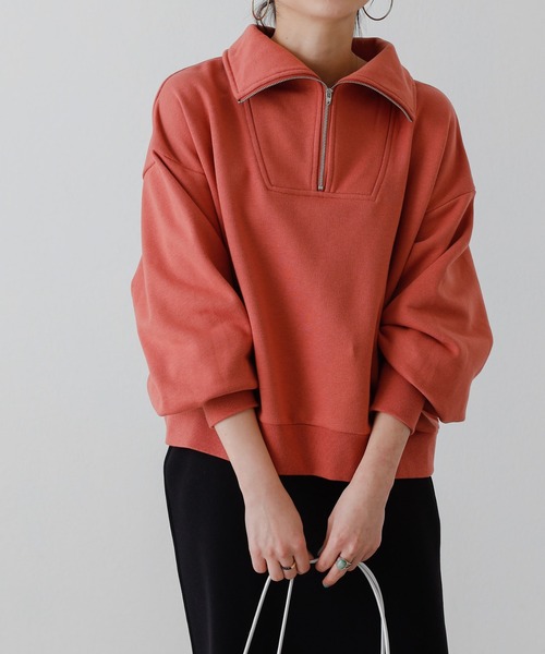 COLONY 2139（コロニートゥーワンスリーナイン）の「ハーフジップ裏毛プルオーバー/ハーフZip裏毛トップス（スウェット・レディース・ブラック/オレンジ/イエロー/オフホワイト/グレー・FREE）」の16枚目の写真