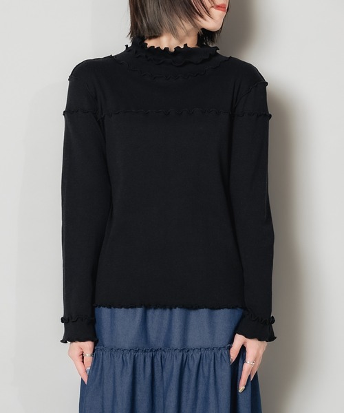 DuKKah(デュカ)の「Dukkah/【低身長向け】メロウハイネックリブT(Tシャツ/カットソー・レディース・ブラック/ホワイト・X-SMALL)」の8枚目の写真