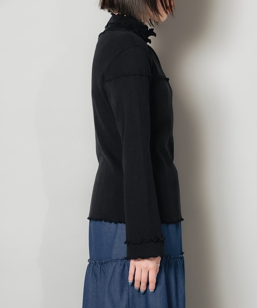 DuKKah(デュカ)の「Dukkah/【低身長向け】メロウハイネックリブT(Tシャツ/カットソー・レディース・ブラック/ホワイト・X-SMALL)」の3枚目の写真