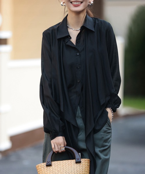 SAISON DE PAPILLON（セゾンドパピヨン）の「シアー素材2Wayカシュクールブラウス（シャツ/ブラウス・レディース・ホワイト/ベージュ/ブラック・M/L）」の18枚目の写真