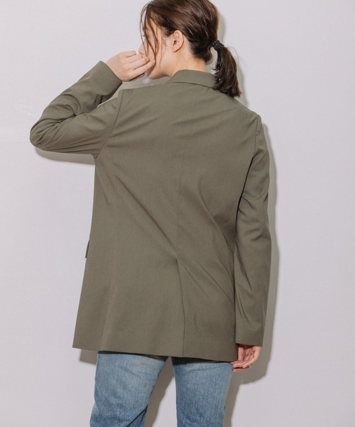 Munich（ミューニック）の「レーヨンラミーストレッチクロスダブルジャケット（テーラードジャケット・レディース・ブラック/カーキ/ライトグレー・S/XS）」の9枚目の写真