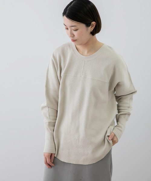 EKAL(エカル)の「EKAL レイクショアサーマルプルオーバー(Tシャツ/カットソー・レディース・ベージュ/ブラック系その他・FREE)」の2枚目の写真
