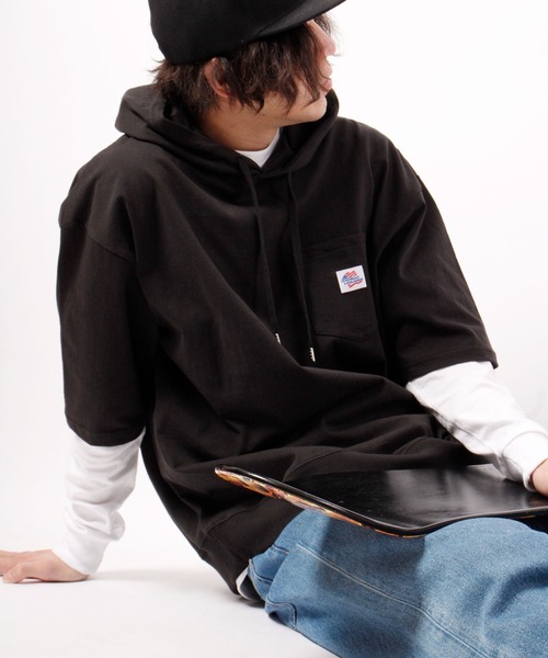 JEMORGAN(ジェーイーモーガン)の「JEMORGAN 天竺胸ポケ付き半袖ビッグTパーカー(パーカー・メンズ・ネイビー/ライトグレー/オフホワイト/グリーン/ブラック/ピンク/ベージュ・L/XL/M)」の3枚目の写真