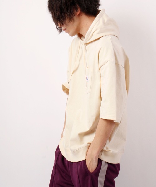 JEMORGAN(ジェーイーモーガン)の「JEMORGAN 天竺胸ポケ付き半袖ビッグTパーカー(パーカー・メンズ・ネイビー/ライトグレー/オフホワイト/グリーン/ブラック/ピンク/ベージュ・L/XL/M)」の14枚目の写真