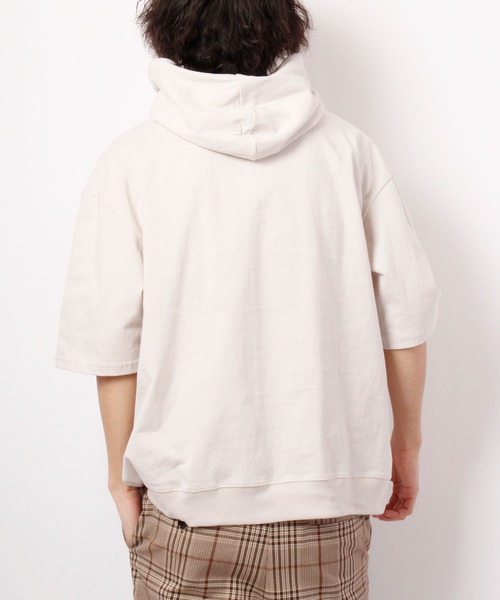 JEMORGAN(ジェーイーモーガン)の「JEMORGAN 天竺胸ポケ付き半袖ビッグTパーカー(パーカー・メンズ・ネイビー/ライトグレー/オフホワイト/グリーン/ブラック/ピンク/ベージュ・L/XL/M)」の8枚目の写真