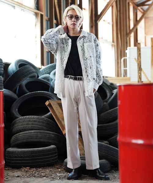 専用　ホワイト レース オーバーサイズシャツ GU公式 | レースオーバーサイズシャツ(長袖)