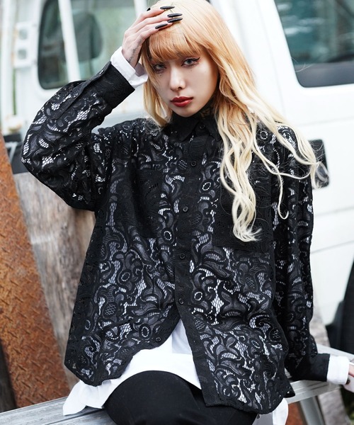 G.O.C(ジーオーシー)の「オーバーサイズレースシャツ(シャツ/ブラウス・メンズ・ホワイト/ブラック・MEDIUM/LARGE)」の8枚目の写真