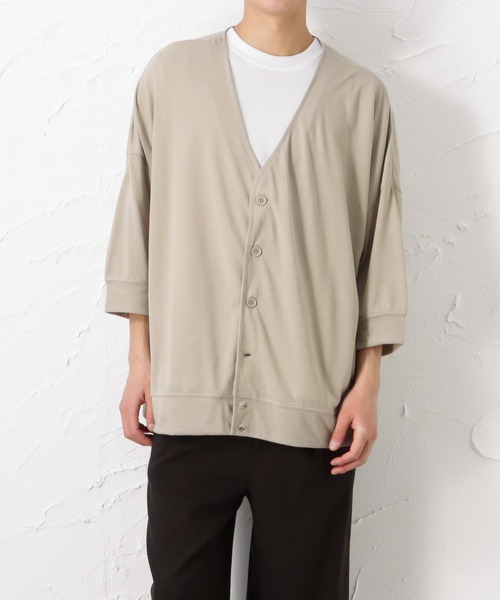 Mossimo(モッシモ)の「mossimo モッシモ 七分袖カーデアンサンブル(Tシャツ/カットソー・メンズ・ブラック/ベージュ/グリーン・L/M/XL)」の3枚目の写真