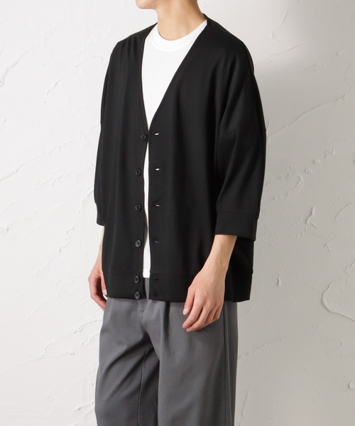 Mossimo(モッシモ)の「mossimo モッシモ 七分袖カーデアンサンブル(Tシャツ/カットソー・メンズ・ブラック/ベージュ/グリーン・L/M/XL)」の6枚目の写真