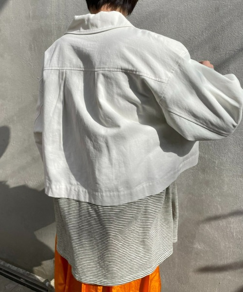 CIAOPANIC（チャオパニック）の「ショートファティーグジャケット（ミリタリージャケット・レディース・スカイブルー/オフホワイト/カーキ・FREE）」の15枚目の写真